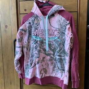 Cabela’s pink and maroon camo hoodie